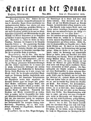 Kourier an der Donau (Donau-Zeitung) Mittwoch 27. November 1833