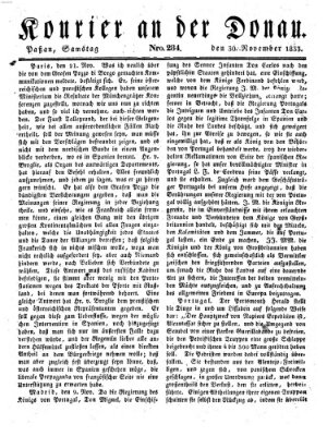 Kourier an der Donau (Donau-Zeitung) Samstag 30. November 1833