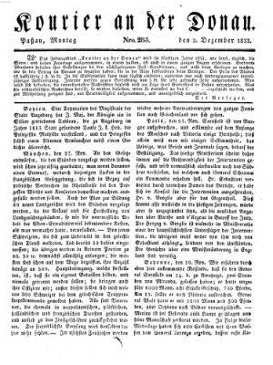 Kourier an der Donau (Donau-Zeitung) Montag 2. Dezember 1833