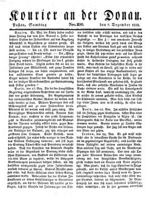 Kourier an der Donau (Donau-Zeitung) Samstag 7. Dezember 1833