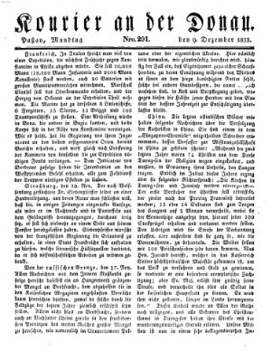 Kourier an der Donau (Donau-Zeitung) Montag 9. Dezember 1833