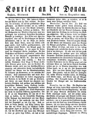 Kourier an der Donau (Donau-Zeitung) Mittwoch 11. Dezember 1833