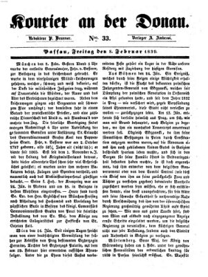 Kourier an der Donau (Donau-Zeitung) Freitag 8. Februar 1839