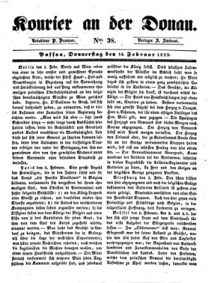 Kourier an der Donau (Donau-Zeitung) Donnerstag 14. Februar 1839