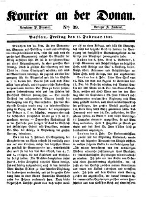 Kourier an der Donau (Donau-Zeitung) Freitag 15. Februar 1839