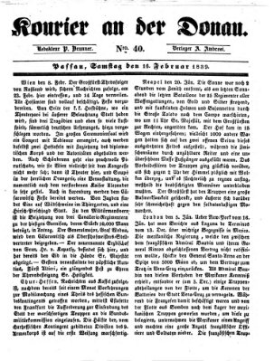 Kourier an der Donau (Donau-Zeitung) Samstag 16. Februar 1839