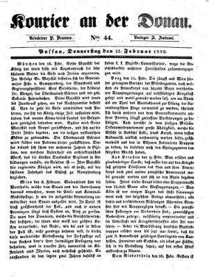 Kourier an der Donau (Donau-Zeitung) Donnerstag 21. Februar 1839