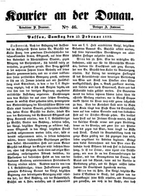 Kourier an der Donau (Donau-Zeitung) Samstag 23. Februar 1839