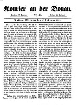 Kourier an der Donau (Donau-Zeitung) Mittwoch 27. Februar 1839