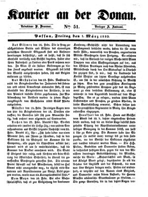 Kourier an der Donau (Donau-Zeitung) Freitag 1. März 1839