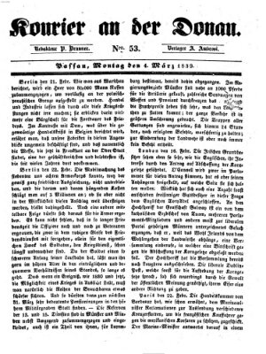 Kourier an der Donau (Donau-Zeitung) Montag 4. März 1839