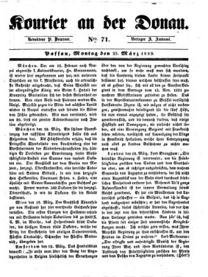 Kourier an der Donau (Donau-Zeitung) Montag 25. März 1839