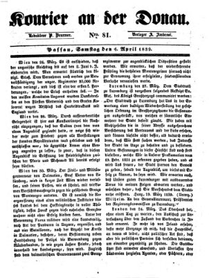 Kourier an der Donau (Donau-Zeitung) Samstag 6. April 1839