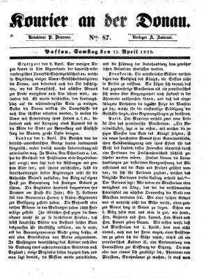 Kourier an der Donau (Donau-Zeitung) Samstag 13. April 1839