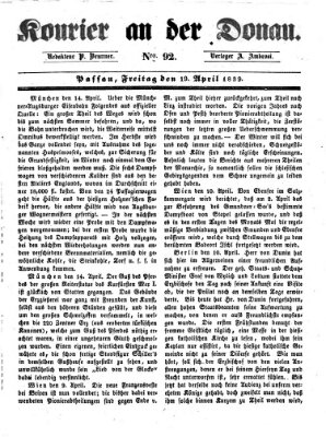 Kourier an der Donau (Donau-Zeitung) Freitag 19. April 1839