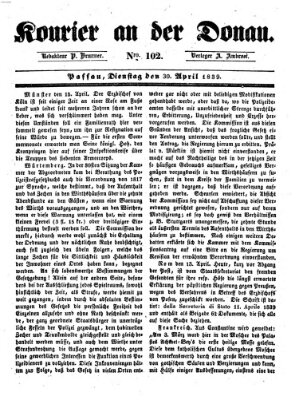 Kourier an der Donau (Donau-Zeitung) Dienstag 30. April 1839