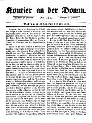 Kourier an der Donau (Donau-Zeitung) Dienstag 4. Juni 1839