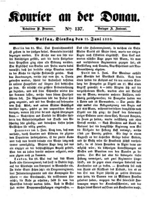 Kourier an der Donau (Donau-Zeitung) Dienstag 11. Juni 1839