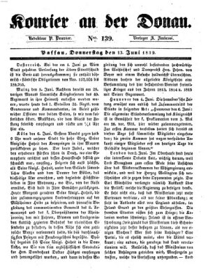 Kourier an der Donau (Donau-Zeitung) Donnerstag 13. Juni 1839