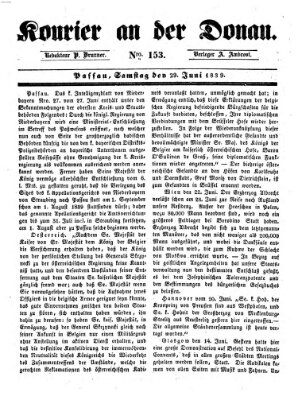 Kourier an der Donau (Donau-Zeitung) Samstag 29. Juni 1839