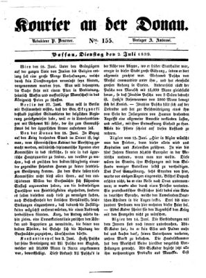 Kourier an der Donau (Donau-Zeitung) Dienstag 2. Juli 1839