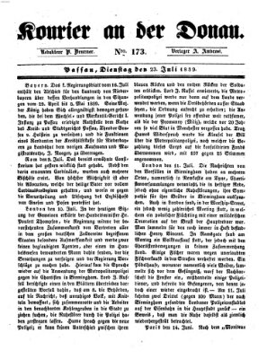 Kourier an der Donau (Donau-Zeitung) Dienstag 23. Juli 1839