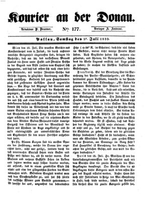 Kourier an der Donau (Donau-Zeitung) Samstag 27. Juli 1839