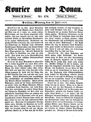 Kourier an der Donau (Donau-Zeitung) Montag 29. Juli 1839