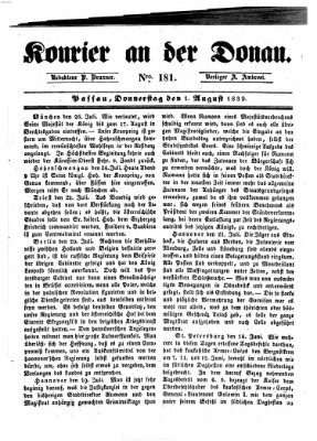 Kourier an der Donau (Donau-Zeitung) Donnerstag 1. August 1839