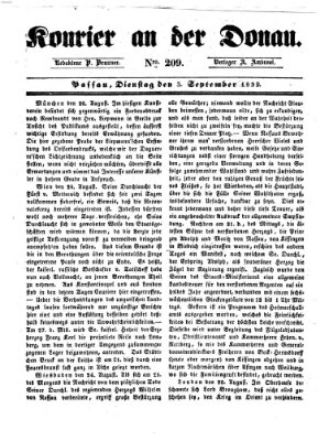 Kourier an der Donau (Donau-Zeitung) Dienstag 3. September 1839