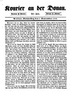 Kourier an der Donau (Donau-Zeitung) Donnerstag 5. September 1839