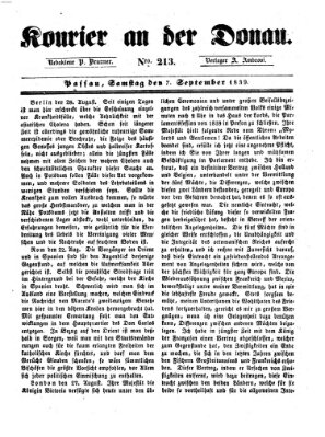 Kourier an der Donau (Donau-Zeitung) Samstag 7. September 1839