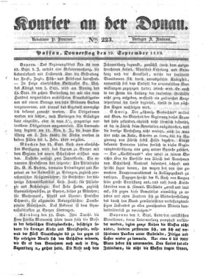 Kourier an der Donau (Donau-Zeitung) Donnerstag 19. September 1839