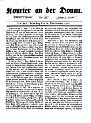 Kourier an der Donau (Donau-Zeitung) Dienstag 24. September 1839