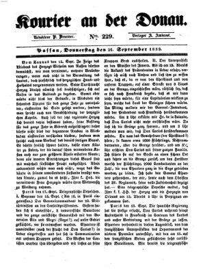 Kourier an der Donau (Donau-Zeitung) Donnerstag 26. September 1839