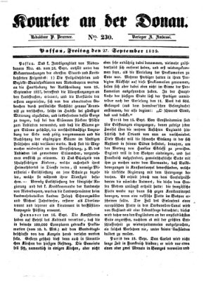 Kourier an der Donau (Donau-Zeitung) Freitag 27. September 1839