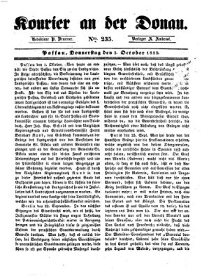 Kourier an der Donau (Donau-Zeitung) Donnerstag 3. Oktober 1839