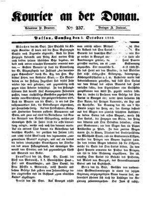 Kourier an der Donau (Donau-Zeitung) Samstag 5. Oktober 1839