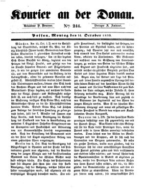 Kourier an der Donau (Donau-Zeitung) Montag 14. Oktober 1839