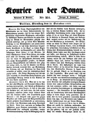 Kourier an der Donau (Donau-Zeitung) Dienstag 22. Oktober 1839