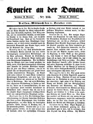 Kourier an der Donau (Donau-Zeitung) Mittwoch 23. Oktober 1839