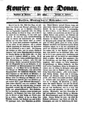Kourier an der Donau (Donau-Zeitung) Montag 11. November 1839
