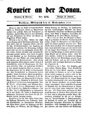 Kourier an der Donau (Donau-Zeitung) Mittwoch 20. November 1839