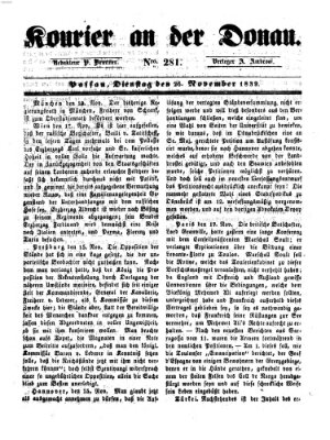 Kourier an der Donau (Donau-Zeitung) Dienstag 26. November 1839