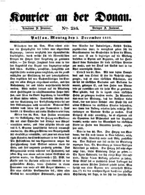 Kourier an der Donau (Donau-Zeitung) Montag 2. Dezember 1839