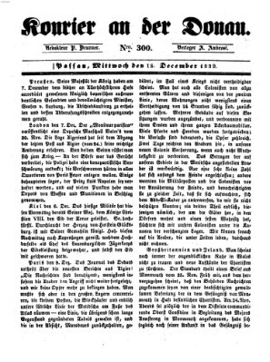 Kourier an der Donau (Donau-Zeitung) Mittwoch 18. Dezember 1839