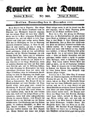 Kourier an der Donau (Donau-Zeitung) Donnerstag 19. Dezember 1839