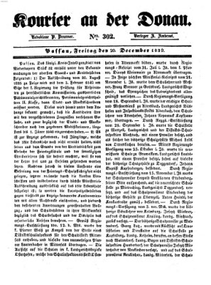Kourier an der Donau (Donau-Zeitung) Freitag 20. Dezember 1839