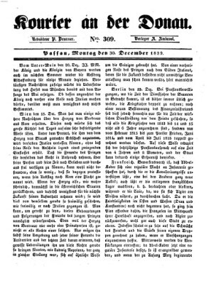 Kourier an der Donau (Donau-Zeitung) Montag 30. Dezember 1839