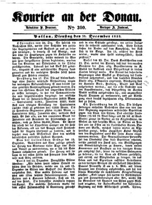 Kourier an der Donau (Donau-Zeitung) Dienstag 31. Dezember 1839